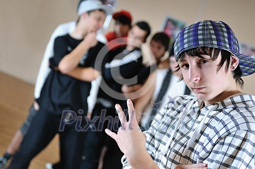 group of young happy boys posing together in dence studio group of young happy boys posing together in dence studio