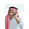 happy young arabic business man working at bright office