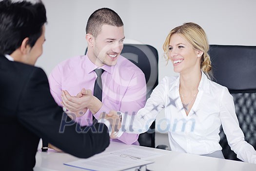 business people team at a meeting in a light and modern office environment. business people team at a meeting in a light and modern office environment.