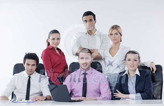 business people team at a meeting in a light and modern office environment. business people team at a meeting in a light and modern office environment.