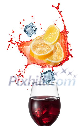 Sangria drink with ingridients isolated on white background Sangria drink with ingridients isolated on white background