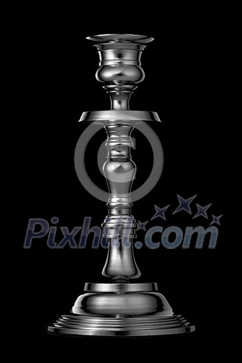 Silver candlestick isolated on black background Silver candlestick isolated on black background