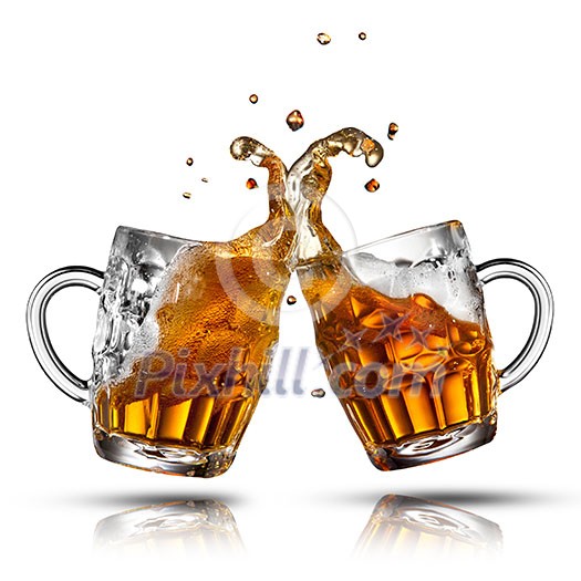 Beer splash in glass isolated on white Beer splash in glass isolated on white