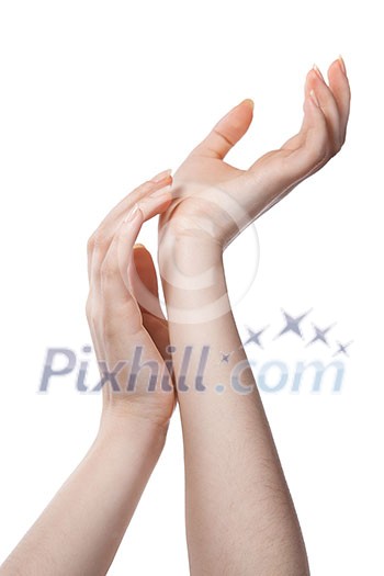 figure from female hands isolated on white figure from female hands isolated on white