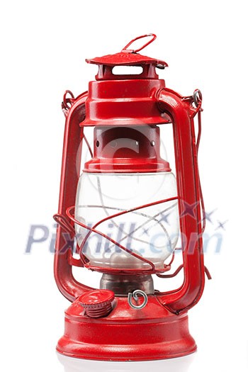 Red vintage gas lamp isolated on white Red vintage gas lamp isolated on white