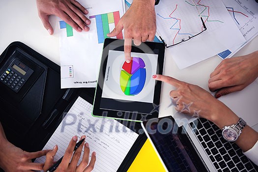 Group of happy young business people in a meeting at office Group of happy young business people in a meeting at office