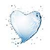 Heart of water splash isolated on white