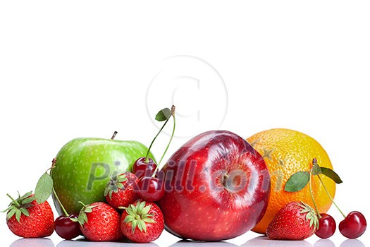 Summer fresh fruits isolated on white Summer fresh fruits isolated on white