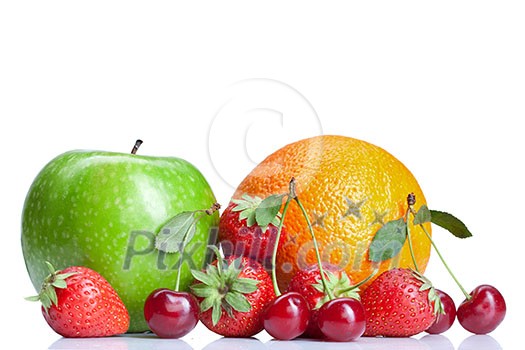 Summer fresh fruits isolated on white Summer fresh fruits isolated on white