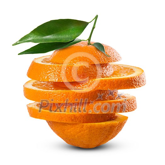 orange with leaf isolated on white orange with leaf isolated on white