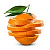 orange with leaf isolated on white