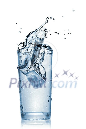 water splash in glass isolated on white water splash in glass isolated on white
