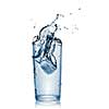 water splash in glass isolated on white