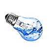 Energy concept. Light bulb with water isolated on white