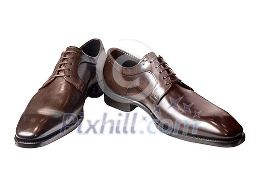 classic brown male leather shoes isolated on white classic brown male leather shoes isolated on white