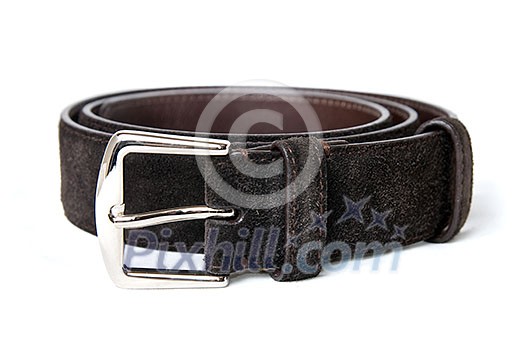 dark brown leather belt isolated on white dark brown leather belt isolated on white