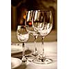 Glass goblets on the table