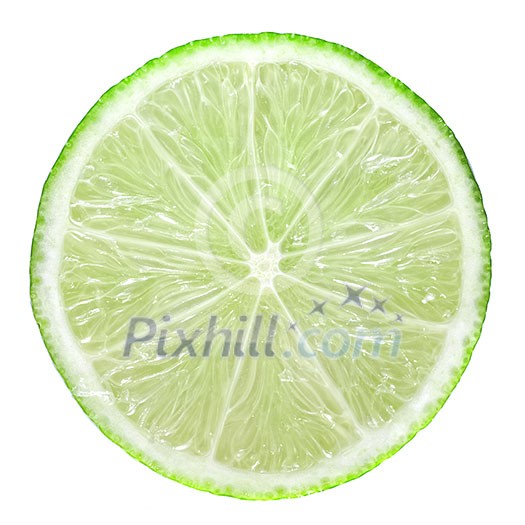 Slice of green lime isolated on white Slice of green lime isolated on white