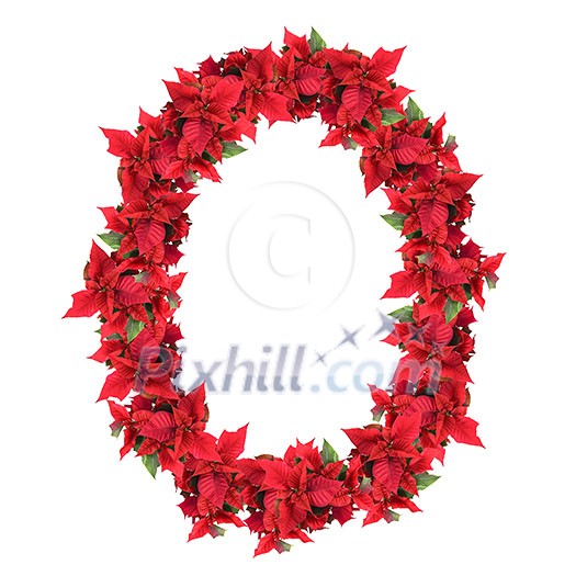 letter from red christmas flowers isolated on white letter from red christmas flowers isolated on white