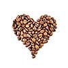 heart from coffee beans isolated on white