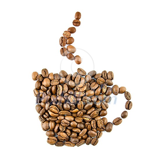 Coffee cup from coffee beans isolated on white Coffee cup from coffee beans isolated on white
