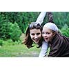happy mother and  child outdoor in natre