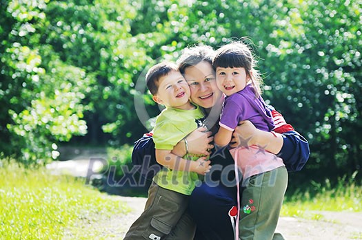 happy mother and child outdoor in natre happy mother and child outdoor in natre