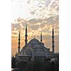 beautiful old mosque  at istambul on sunset 