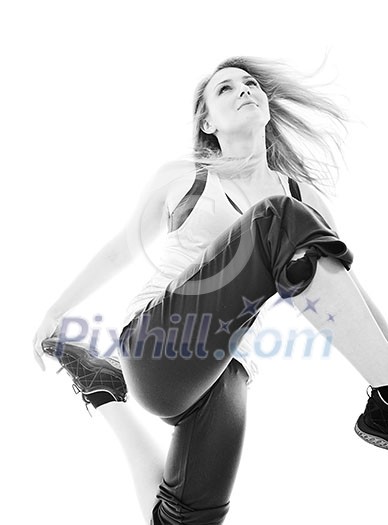 young healthy woman exercise fitness isolated on white young healthy woman exercise fitness isolated on white