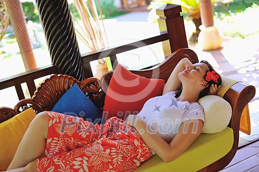 Woman getting spa treatment at tropical resort Woman getting spa treatment at tropical resort