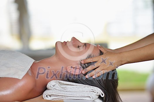 portrait of young beautiful woman in spa environment portrait of young beautiful woman in spa environment