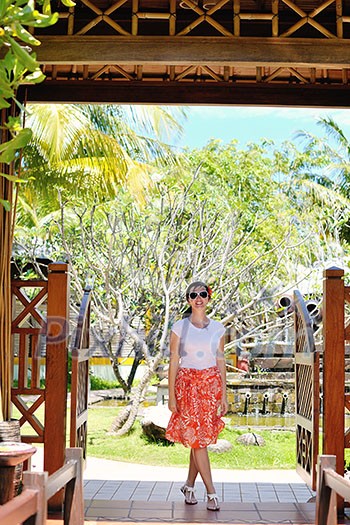 Woman getting spa treatment at tropical resort Woman getting spa treatment at tropical resort