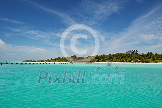 tropical beach with white sand at summer