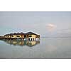 tropical water home villas resort  on Maldives island at summer vacation