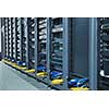 network server room with computers for digital tv ip communications and internet