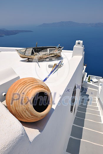 summer vacation on beautiful vulcanic island santorini at greece summer vacation on beautiful vulcanic island santorini at greece