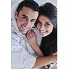 happy young couple relax at modern home living room indoor
