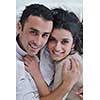 happy young couple relax at modern home living room indoor