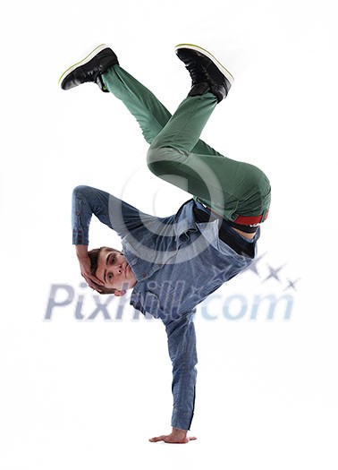 young boy man teen dancing and jumping isolated on white background in studio young boy man teen dancing and jumping isolated on white background in studio