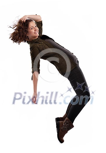 young woman dancing isolated on white background young woman dancing isolated on white background