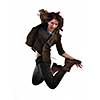 young woman dancing isolated on white background