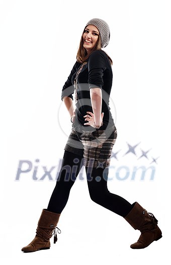 young woman dancing isolated on white background young woman dancing isolated on white background