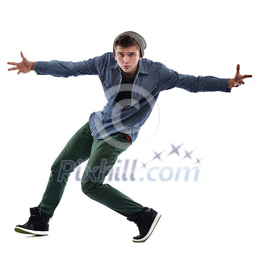 young boy man teen dancing and jumping isolated on white background in studio young boy man teen dancing and jumping isolated on white background in studio