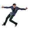 young boy man teen dancing and jumping isolated on white background in studio