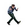 young boy man teen dancing and jumping isolated on white background in studio