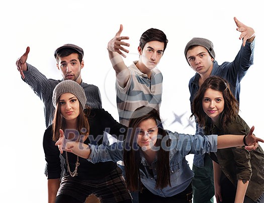 happy teens people group isolated on white background happy teens people group isolated on white background
