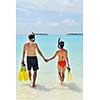 happy young romantic couple in love have fun running and relaxing on beautiful beach