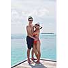 happy young romantic couple in love have fun running and relaxing on beautiful beach