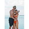 happy young romantic couple in love have fun running and relaxing on beautiful beach