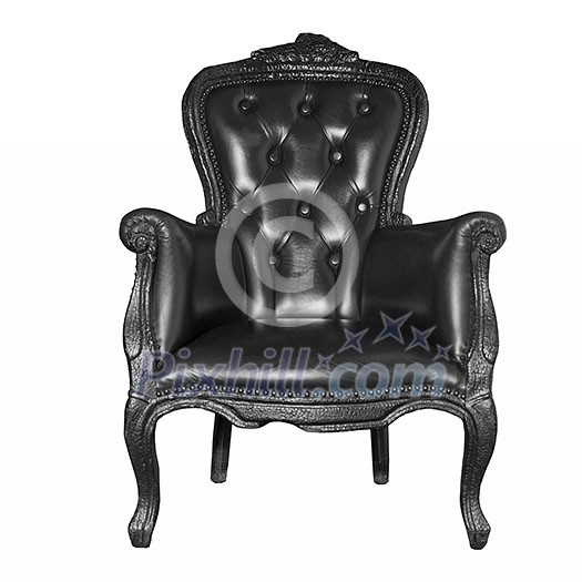 antique black leather chair isolated on white antique black leather chair isolated on white
